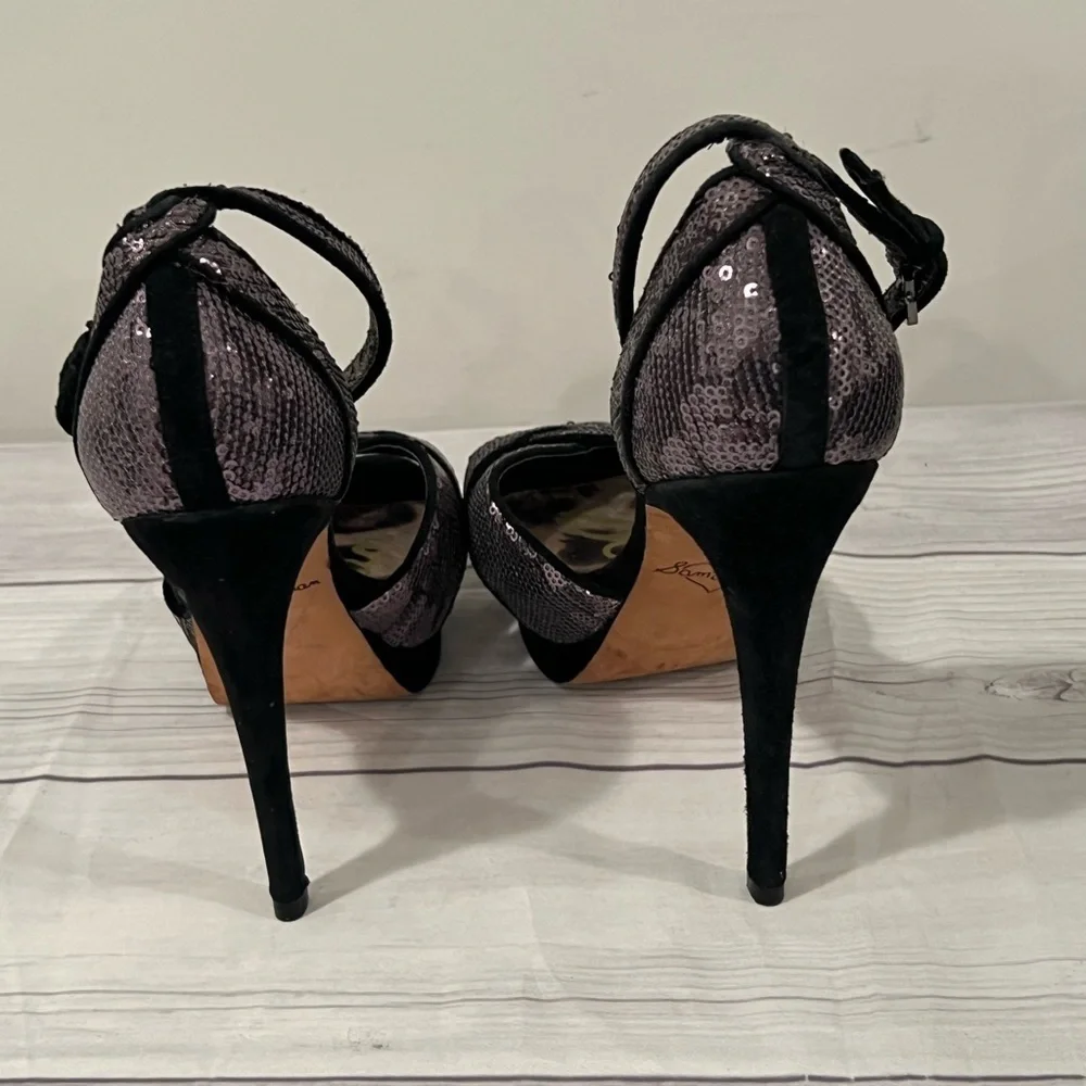 Sam Edelman black silver Sequin High Heels - Size 6